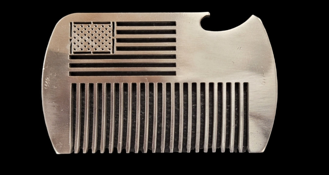 STAINLESS STEEL US FLAG BEARD COMB