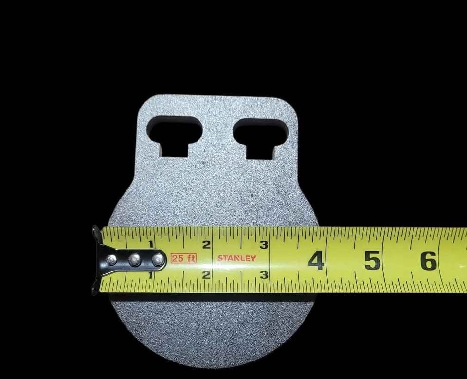 4 inch AR500 steel gong target with T-Post slot measured at 4 inches wide