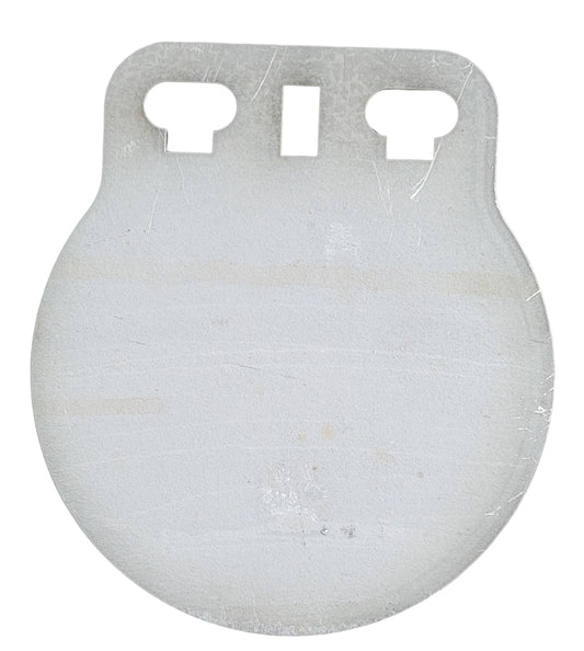 8 inch AR500 steel gong target with triple-hole T-Post slot design, 3/8 inch thick, USA made
