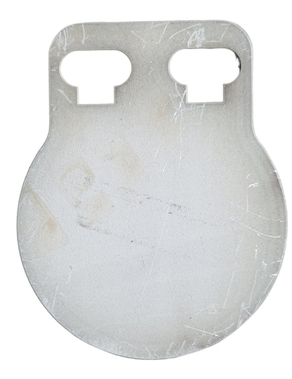 4 inch AR500 steel gong target with triple-hole T-Post slot design, 3/8 inch thick, USA made