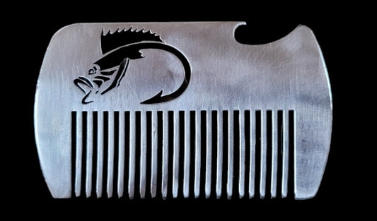 STAINLESS STEEL "BA FISH HOOK" BEARD COMB