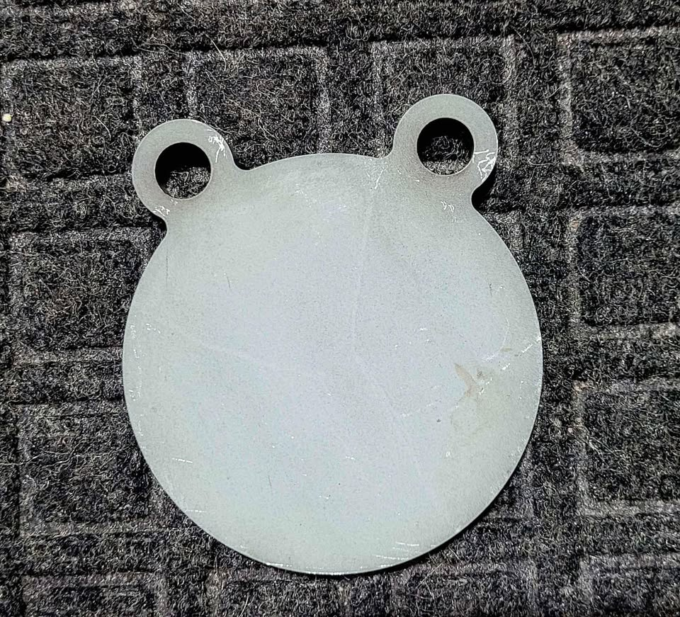 4 inch AR500 steel gong target with double hanging holes, 3/8 inch thick, USA made