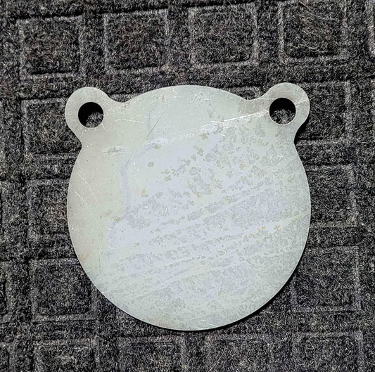 5 inch AR500 steel gong target with double hanging holes, 3/8 inch thick, USA made