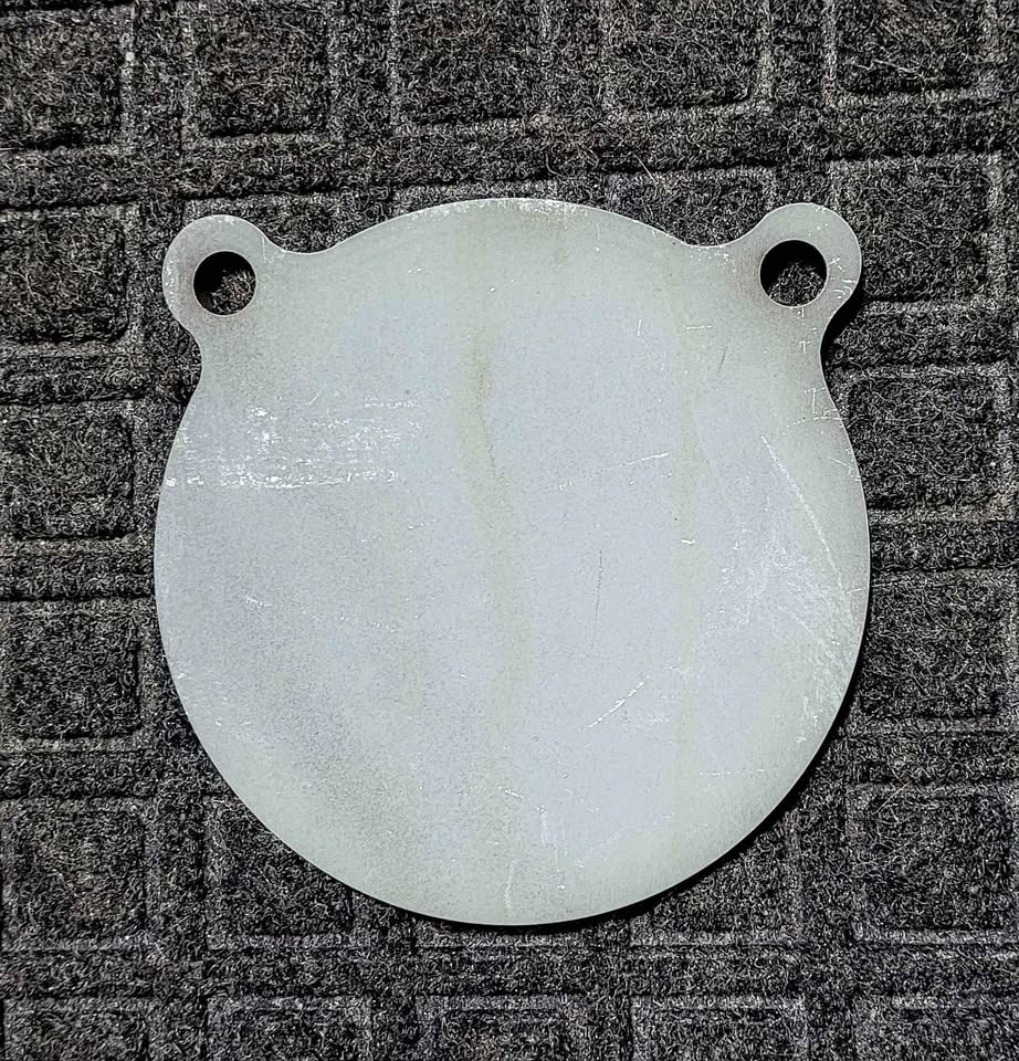 6 inch AR500 steel gong target with double hanging holes, 3/8 inch thick, USA made
