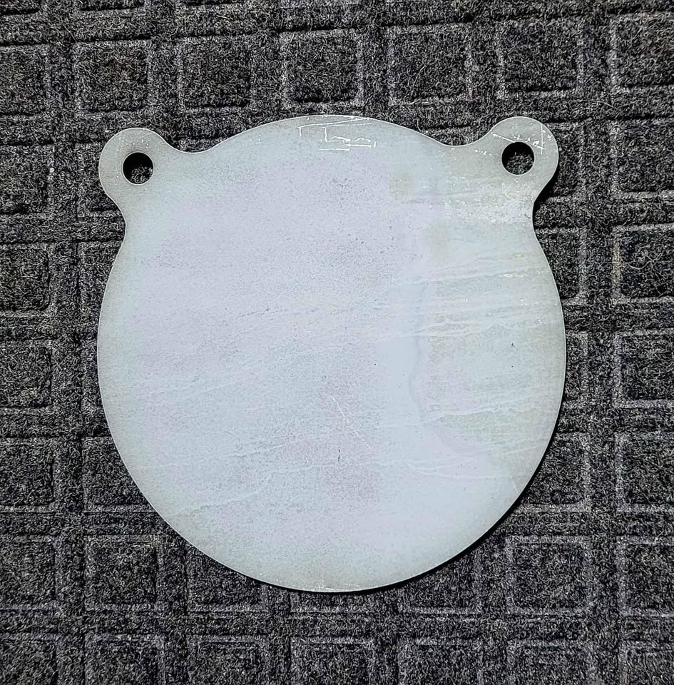 8 inch AR500 steel gong target with double hanging holes, 3/8 inch thick, USA made