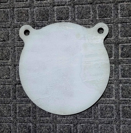 8 inch AR500 steel gong target with double hanging holes, 3/8 inch thick, USA made