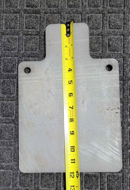 8x12 AR500 steel silhouette target measured at 12 inches tall with a tape measure