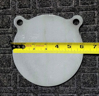 6 inch AR500 steel gong target measured at 6 inches diameter with a tape measure