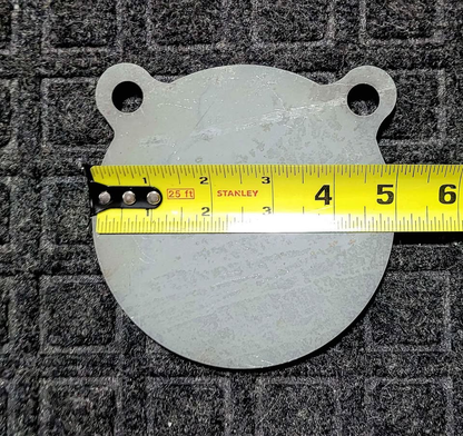 5 inch AR500 steel gong target measured at 5 inches diameter with a tape measure